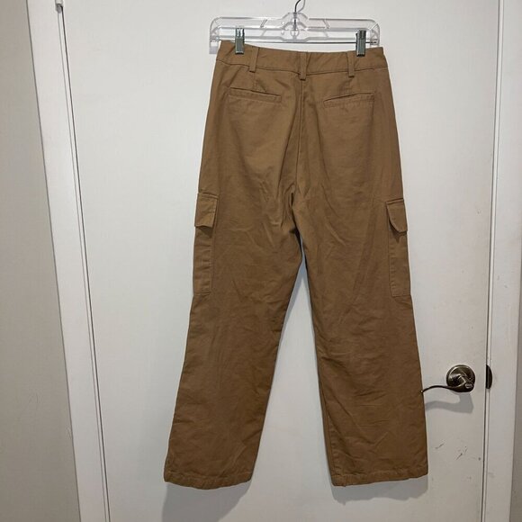 Lulus Womens Wide Leg Cargo Pants Size S Khaki Cotton Blend Casual Wearable With - Picture 5 of 9